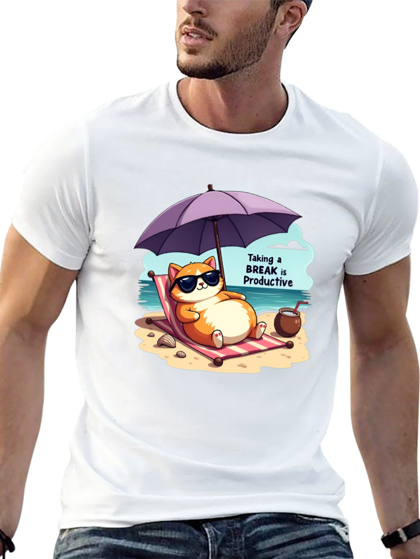 Relaxing Cat Beach T-Shirt